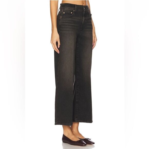 NWT PAIGE SASHA ANKLE Wide Leg Jeans in Black Rust - Picture 5 of 13